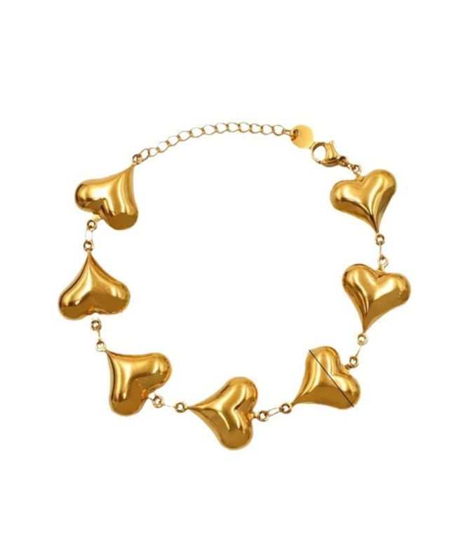 Brazalete dorado corazones