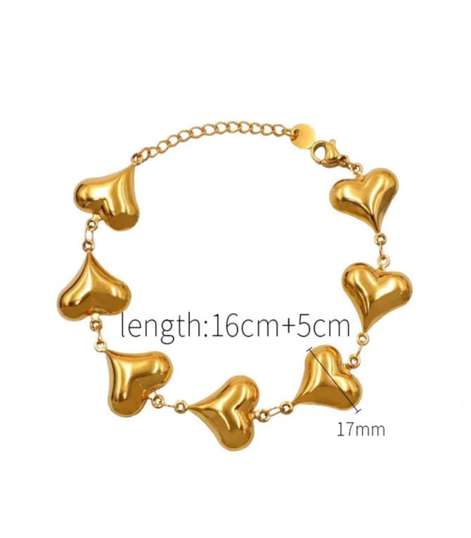 Brazalete dorado corazones