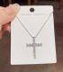 Collar silver zirconium cross