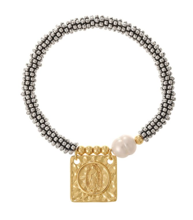 Brazalete silver virgen beaded