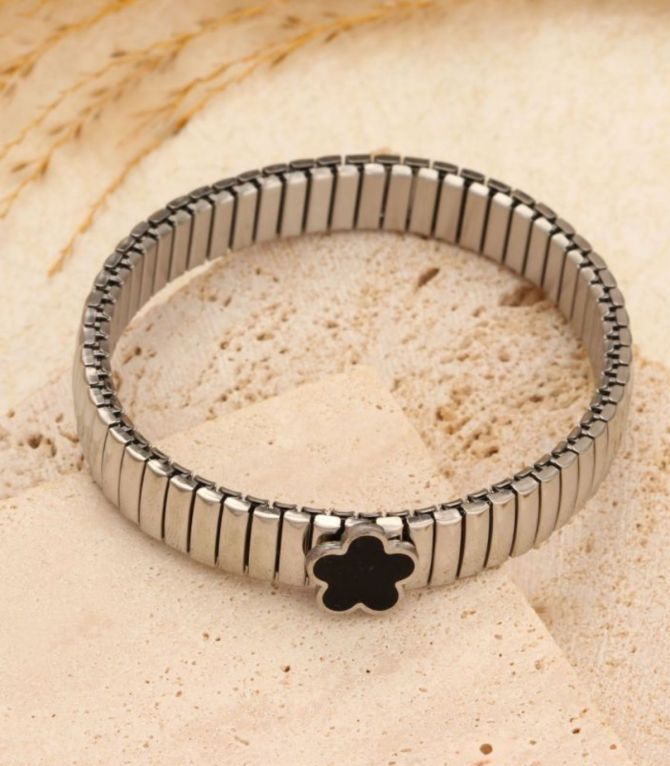 Brazalete plata flor
