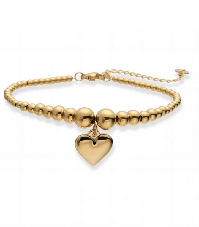 Brazalete gold beaded heart