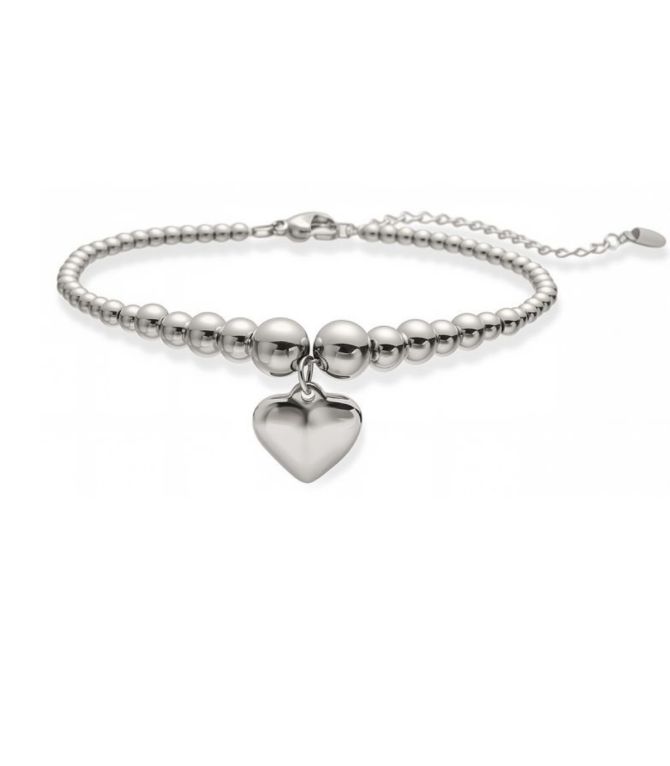 Brazalete silver beaded heart
