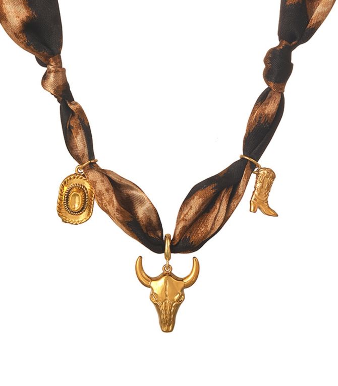 Collar textil bull head print