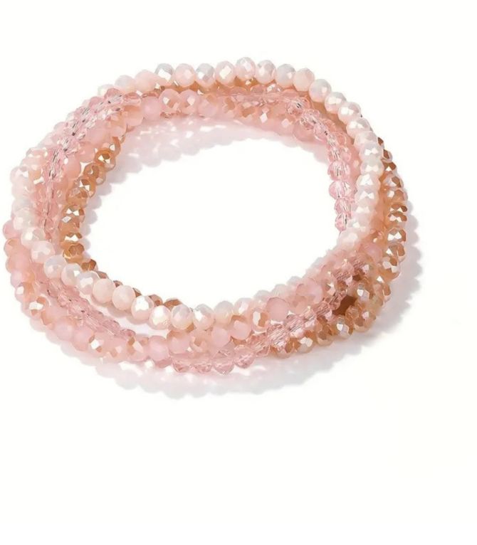 Brazaletes set pink crystal