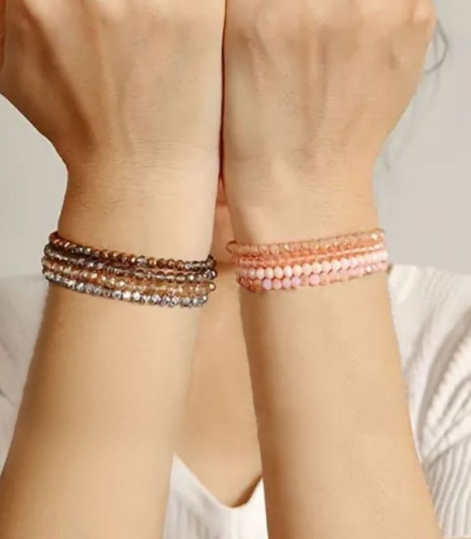 Brazaletes set pink crystal