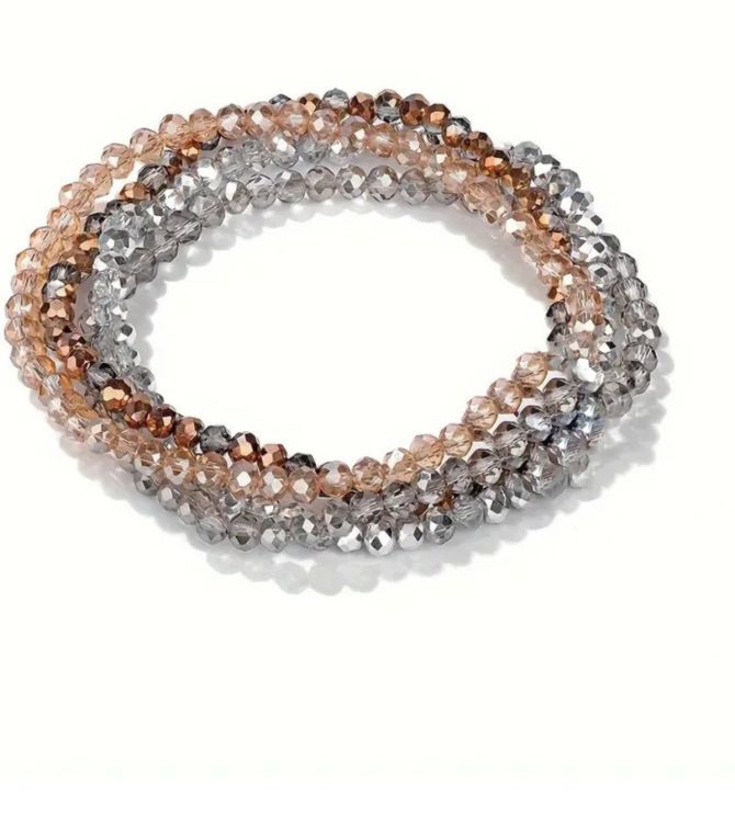 Brazaletes set brown crystal
