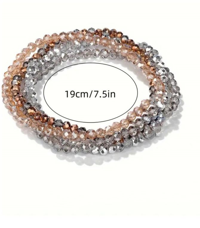 Brazaletes set brown crystal