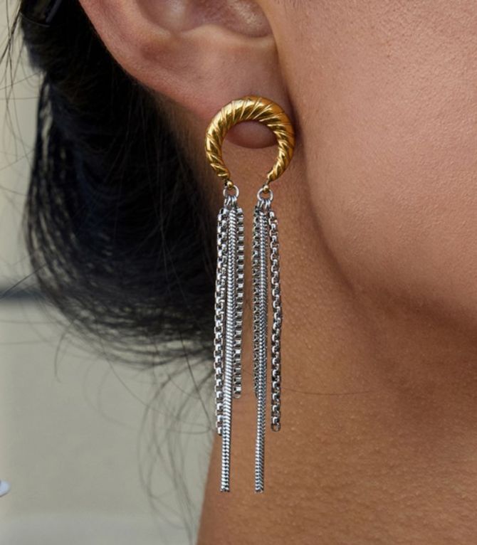 Aretes moon tassel