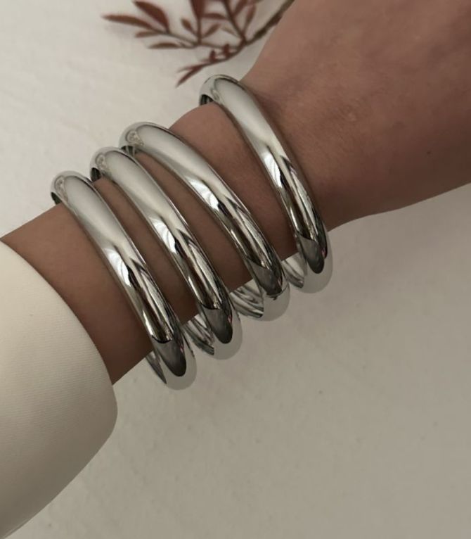 Brazaletes set silver curved