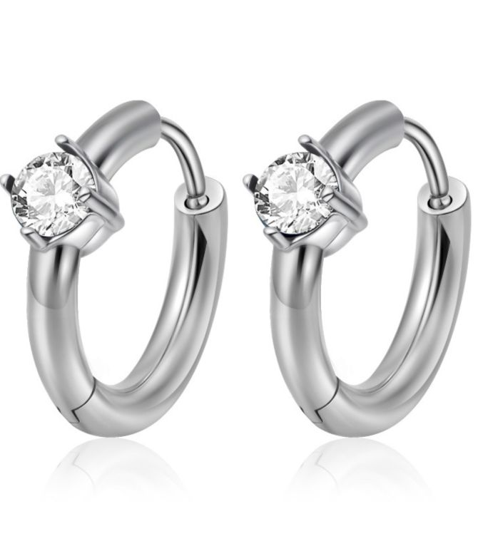 Aretes silver diamond round