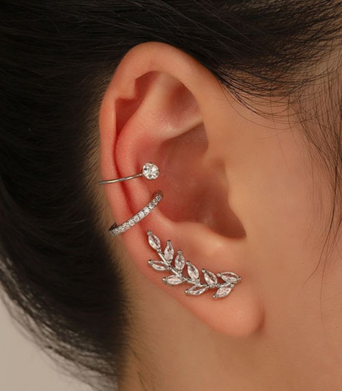 Aretes set silver leaf