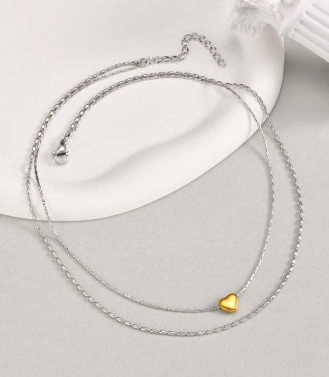 Collar doble con corazón