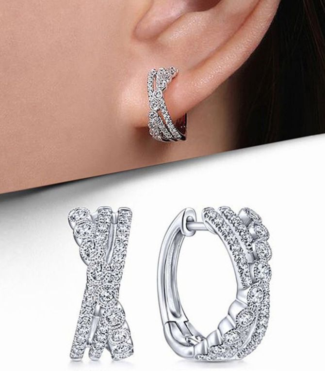 Aretes slver diamond cross