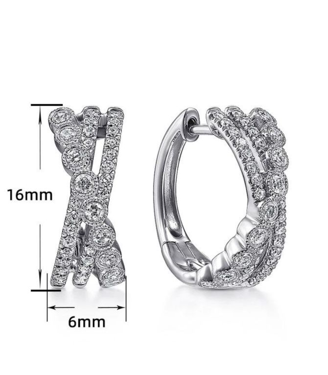 Aretes slver diamond cross