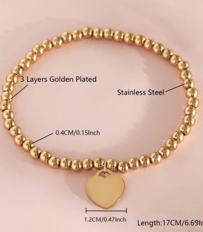 Brazalete glossy heart 4mm