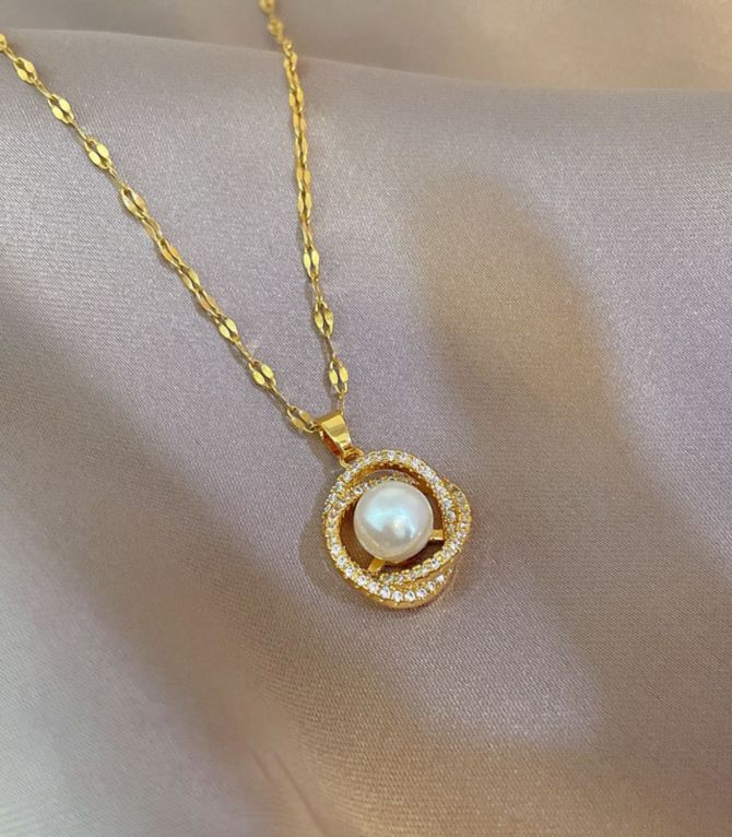 Collar perla con zirconias