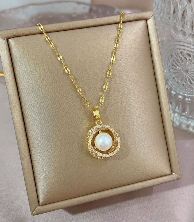Collar perla con zirconias