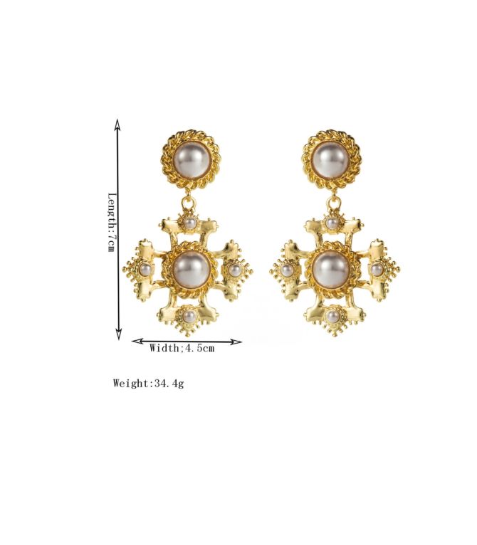 Aretes maxi pearl cross
