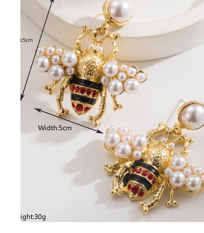 Aretes abeja con perlas