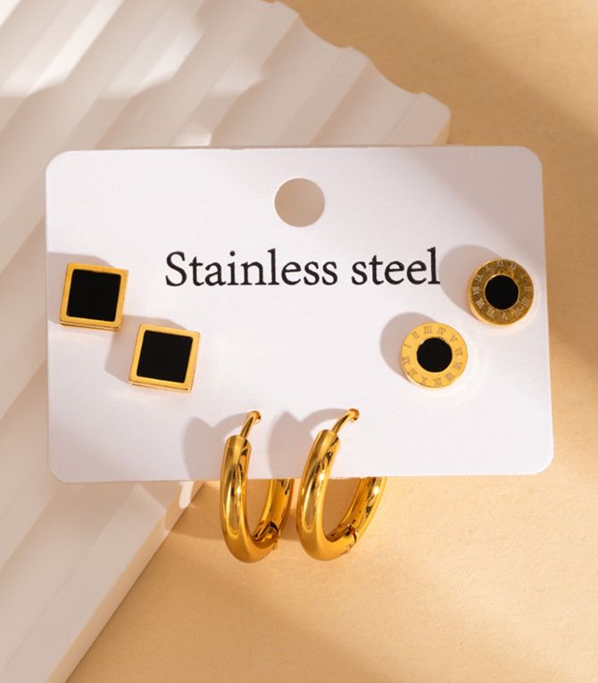 Aretes set 6 negro