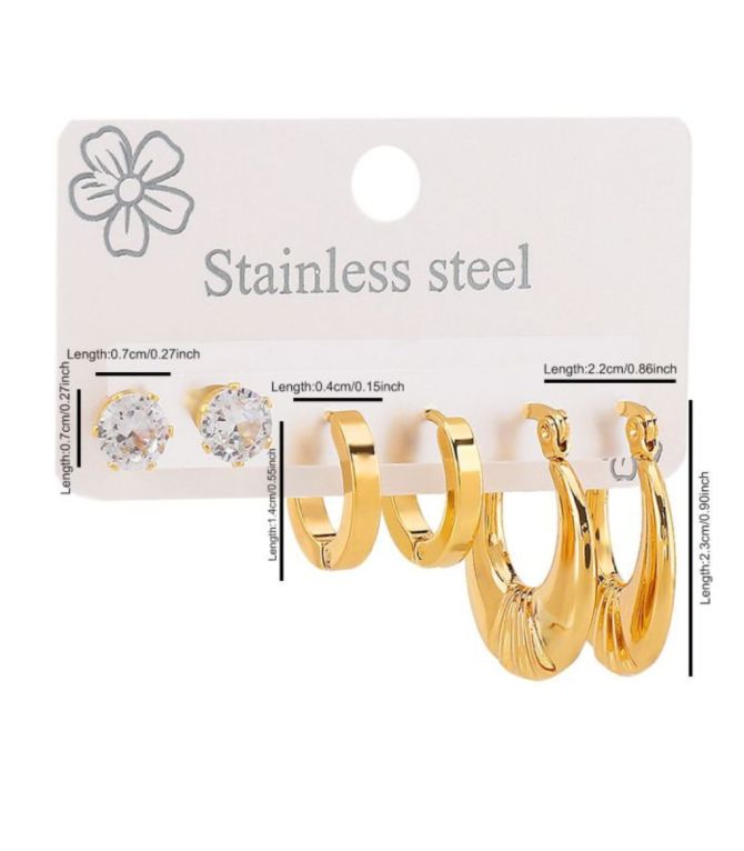 Aretes set oval dorado