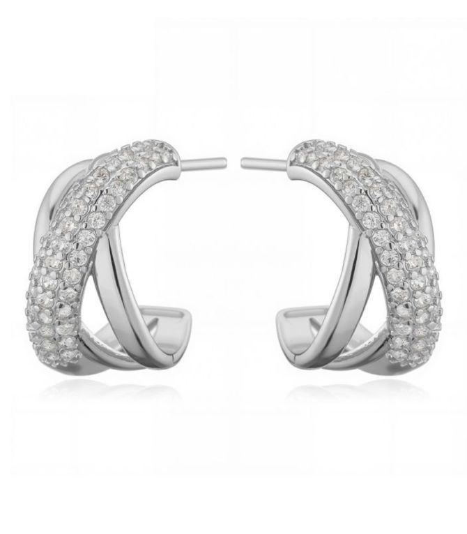Aretes silver zirconium cross