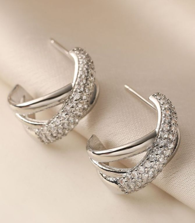 Aretes silver zirconium cross