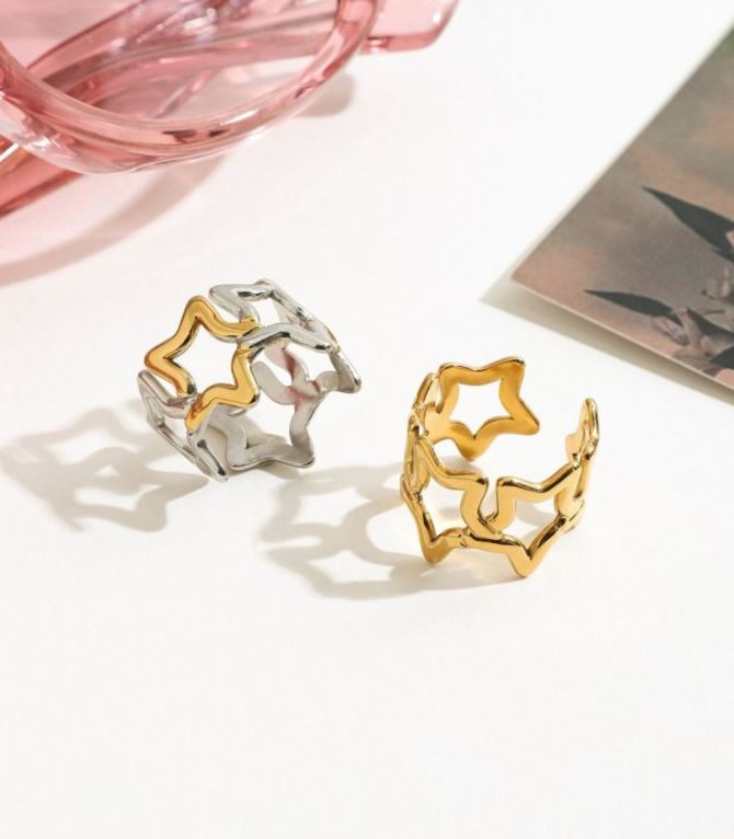 Anillo estrella bicolor