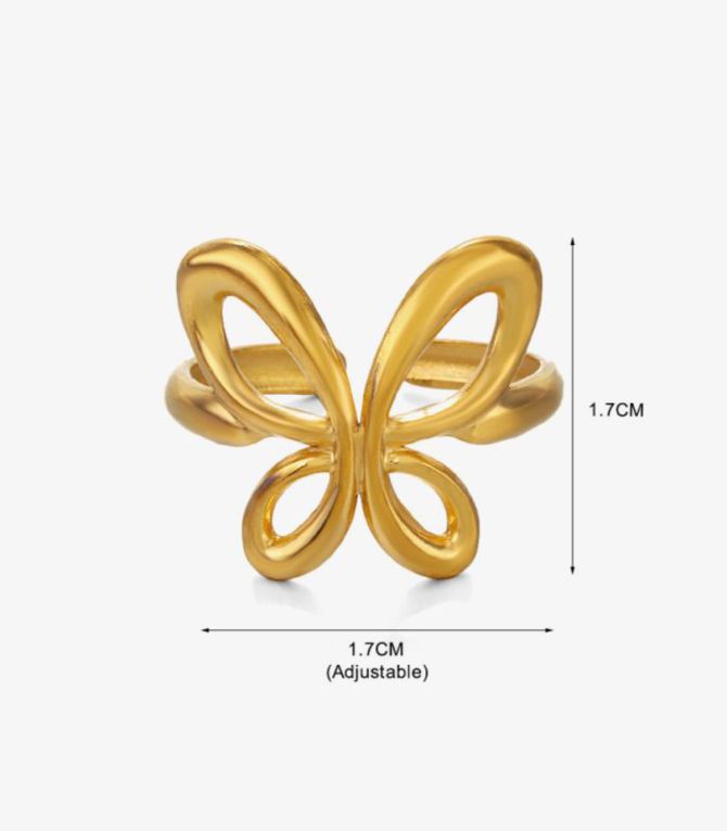 Anillo dorado mariposa