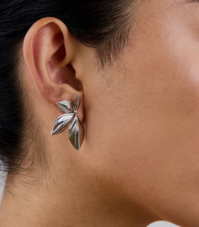 Aretes hojas plata