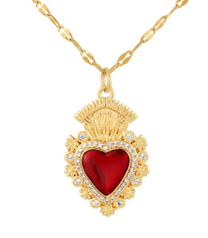 Collar red heart zirconium