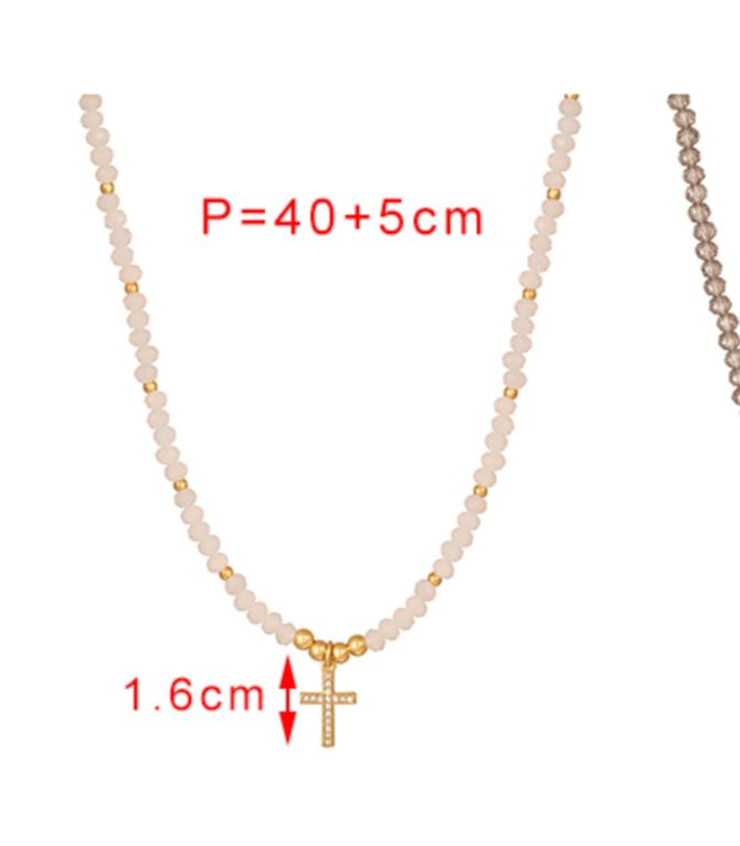 Collar white cross beaded