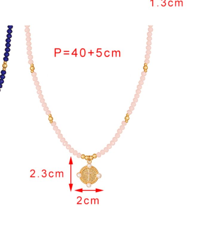 Collar pink cross beaded