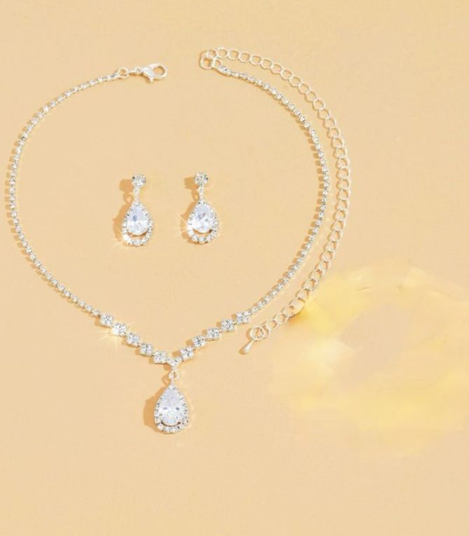 Collar y aretes set plata