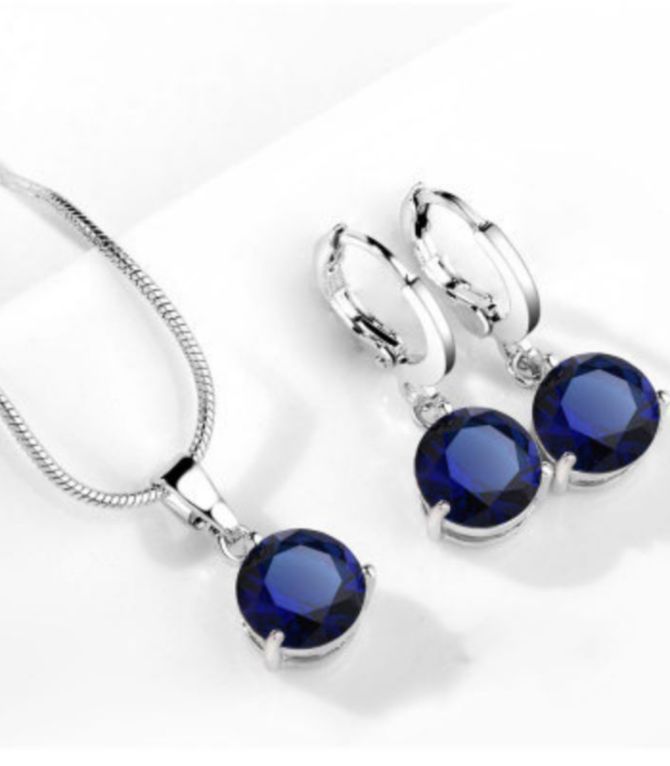 Collar y aretes set blue