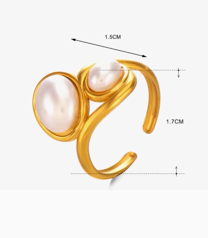 Anillo con 2 perlas