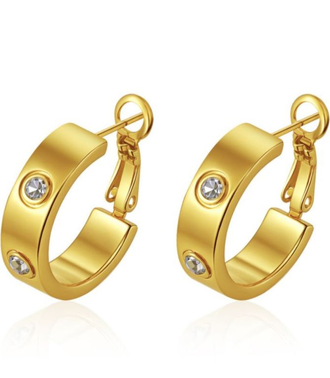 Aretes gold diamond round