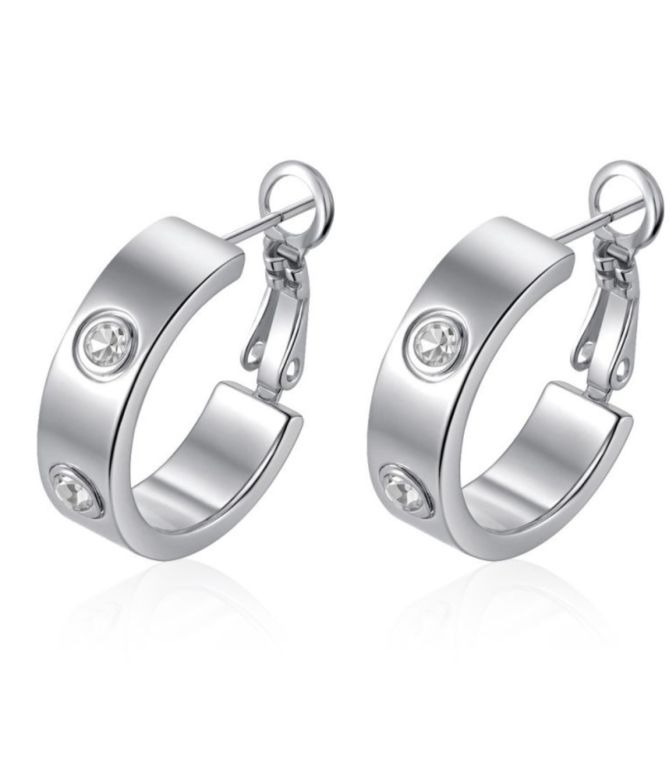 Aretes silver diamond round
