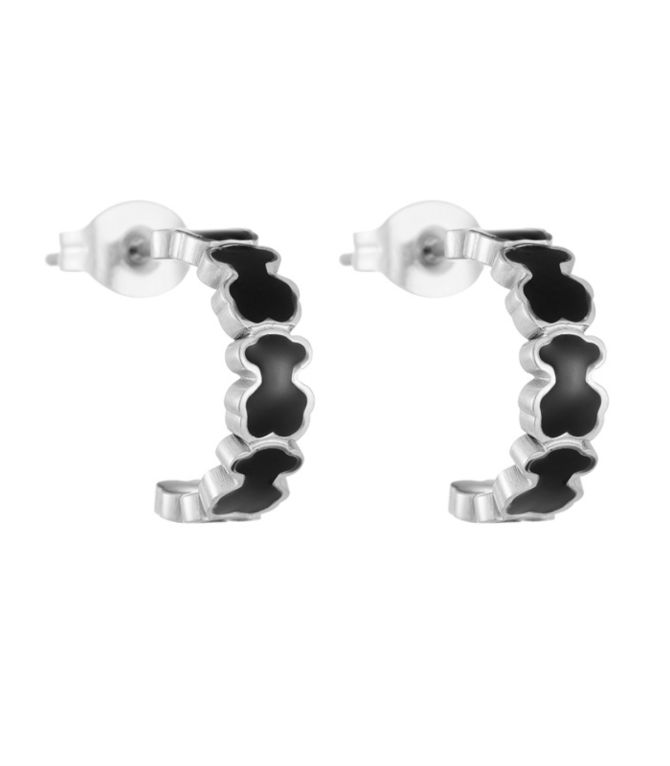Aretes plata osos negros