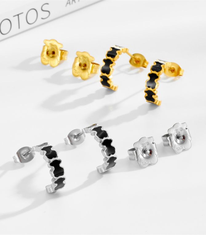 Aretes plata osos negros