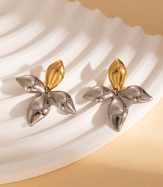 Aretes flor bicolor