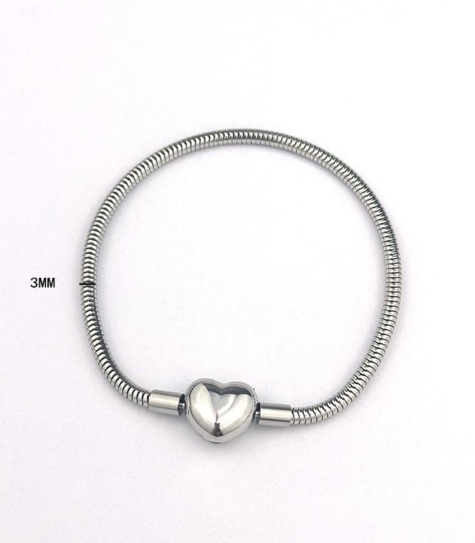 Brazalete silver heart buckle