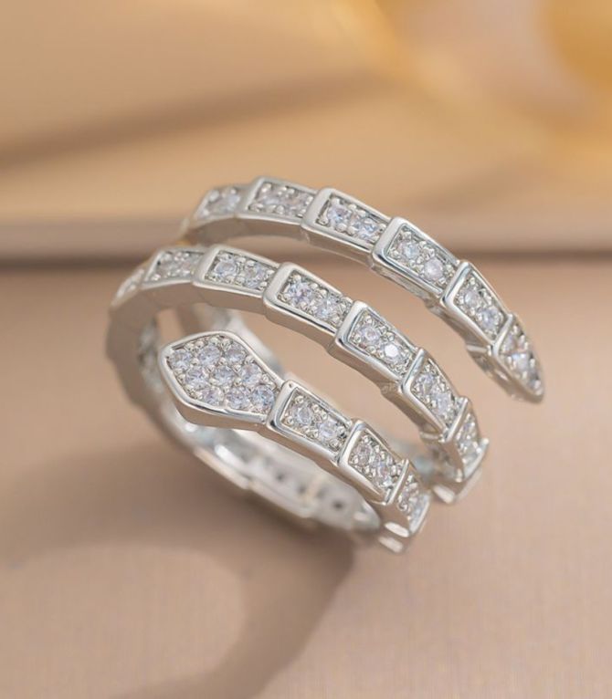 Anillo silver diamond snake