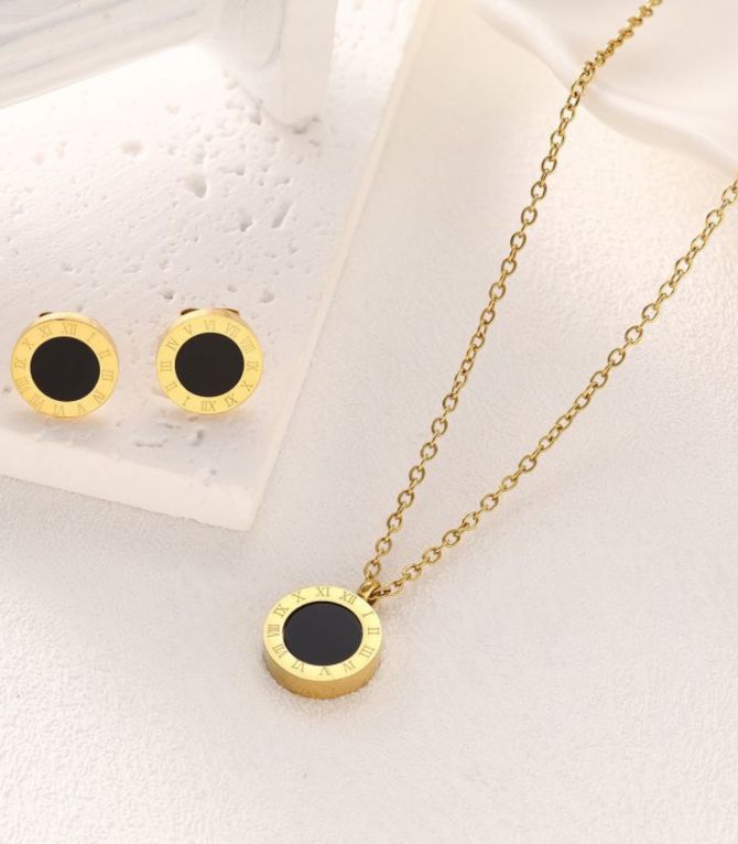 Collar y aretes set romano dorado