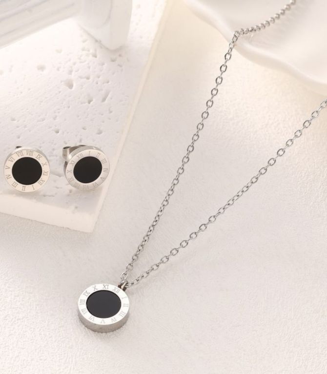 Collar y aretes set romano plata