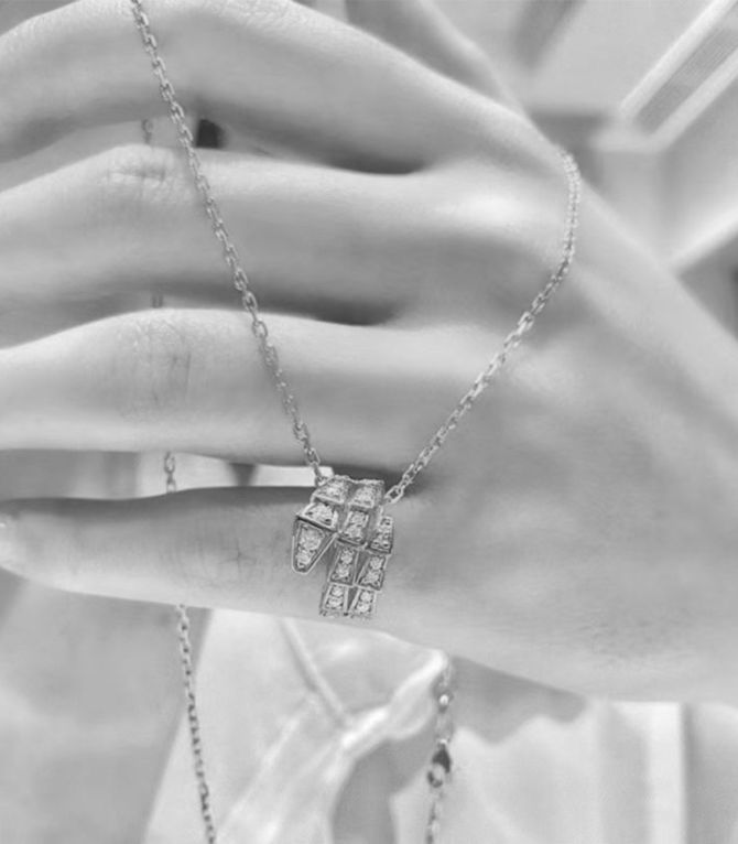 Collar silver diamond snake