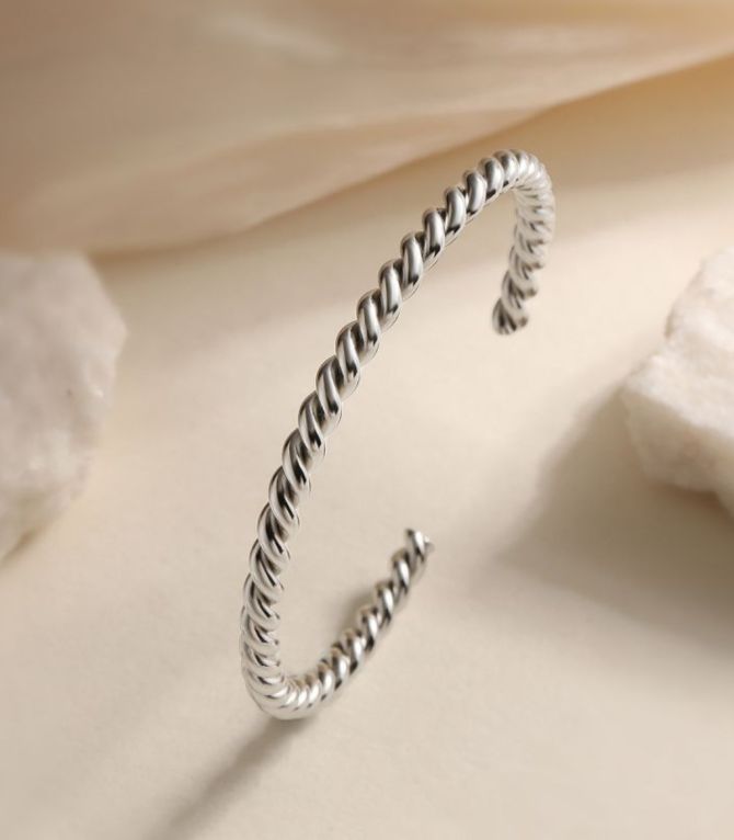 Brazalete silver twisted open