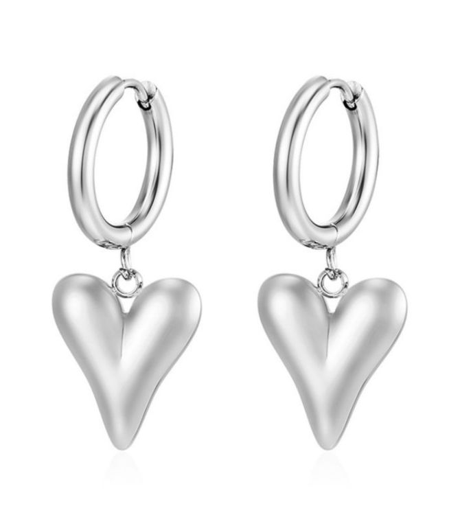 Aretes corazón plata