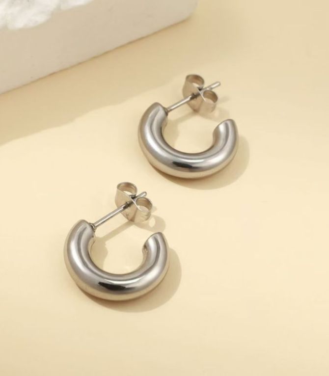 Aretes plata c shaped 4*20